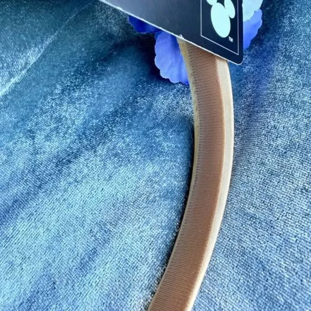 Disney Minnie Mouse Floral Ear Headband Gold Blue White New